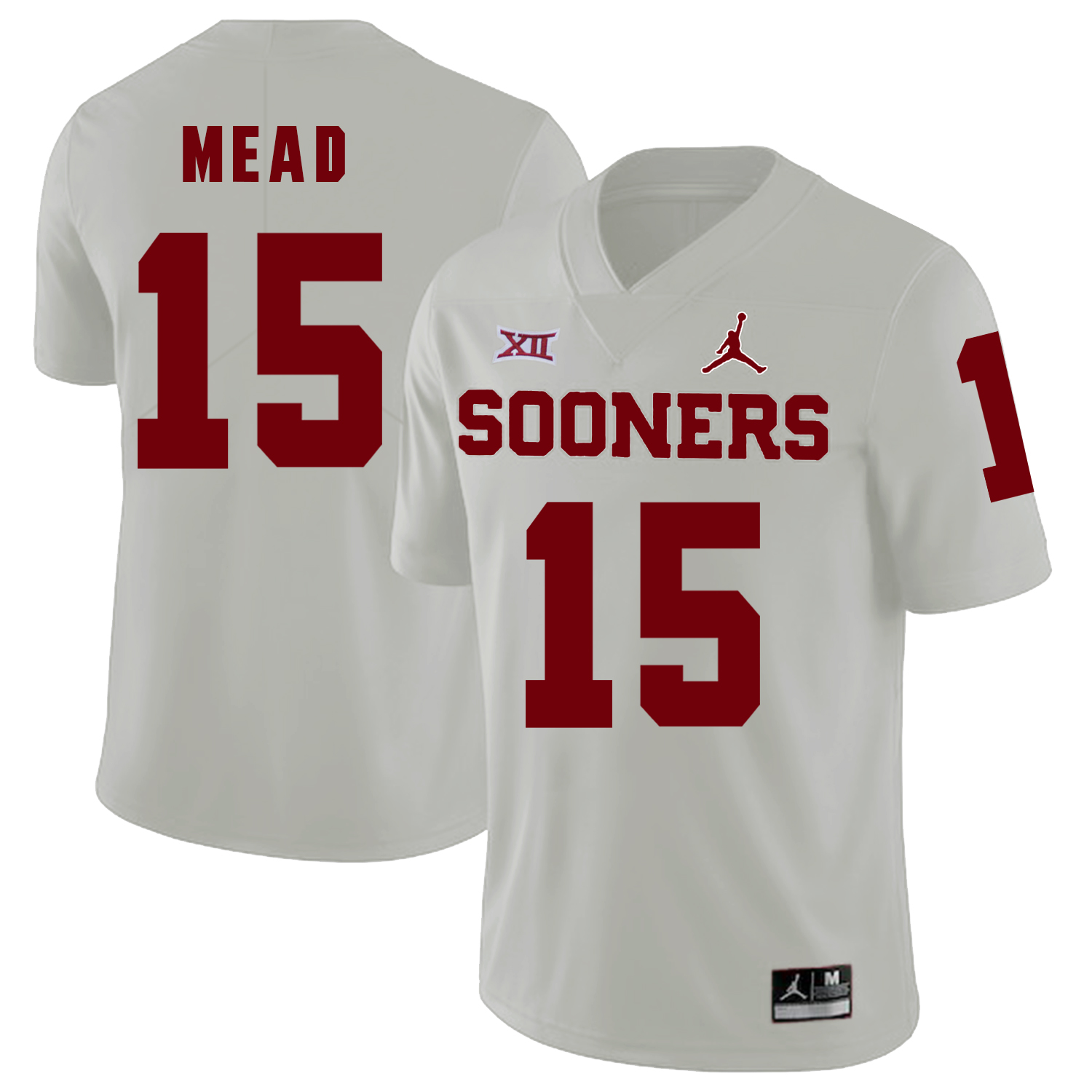 Oklahoma Sooners 15 Jeffery Mead White College Football Jersey - Click Image to Close