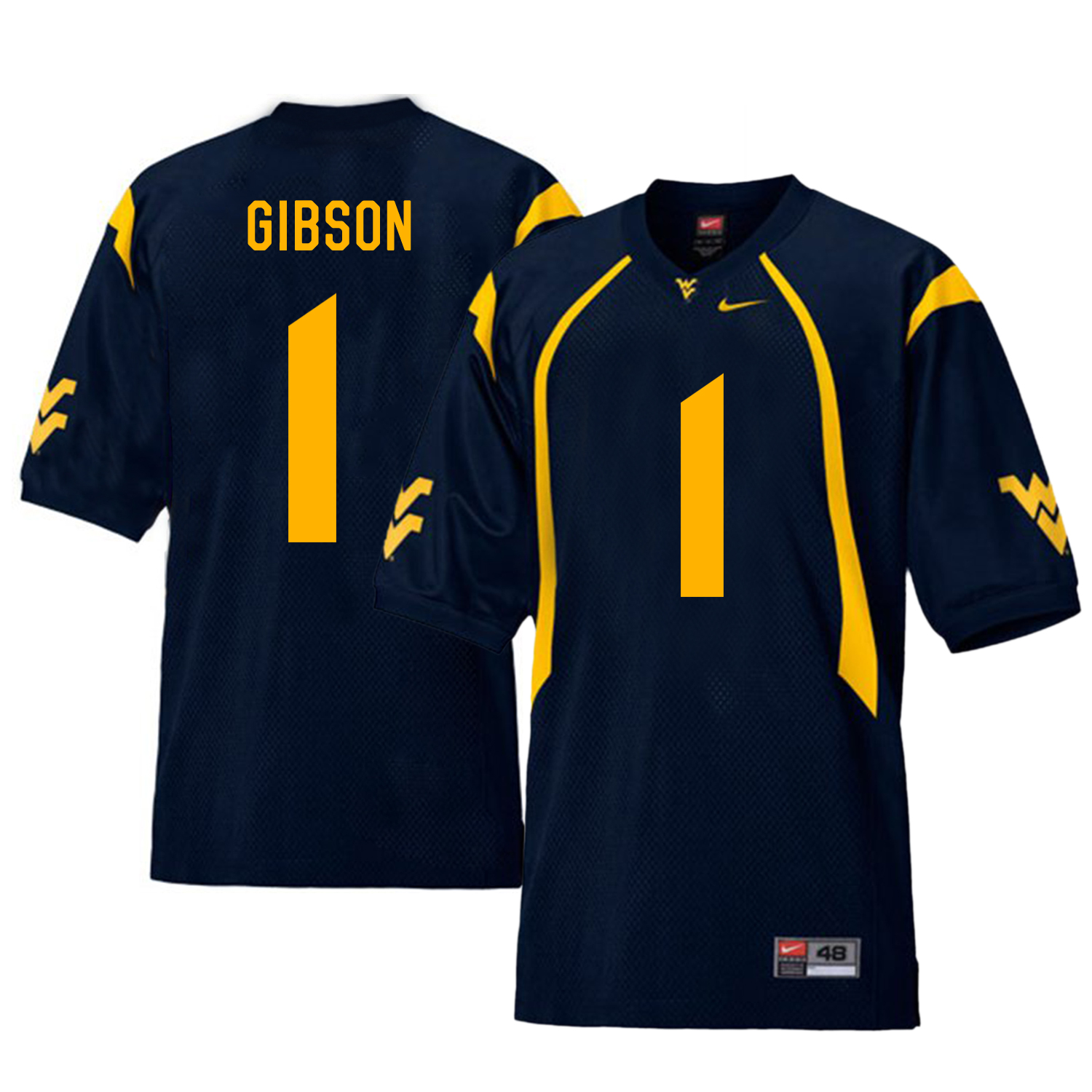 West Virginia Mountaineers 1 Shelton Gibson Navy College Football Jersey