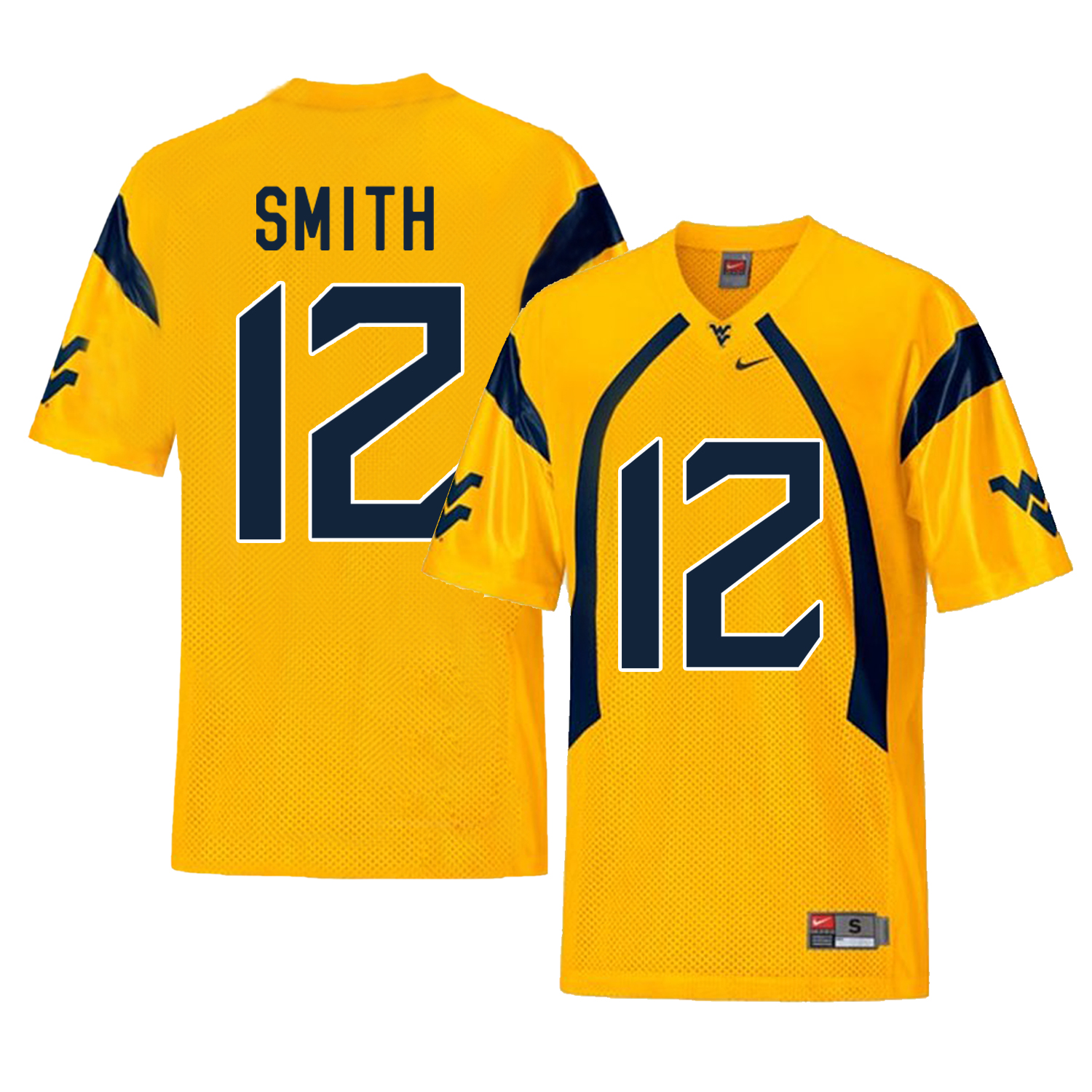 West Virginia Mountaineers 12 Geno Smith Gold College Football Jersey
