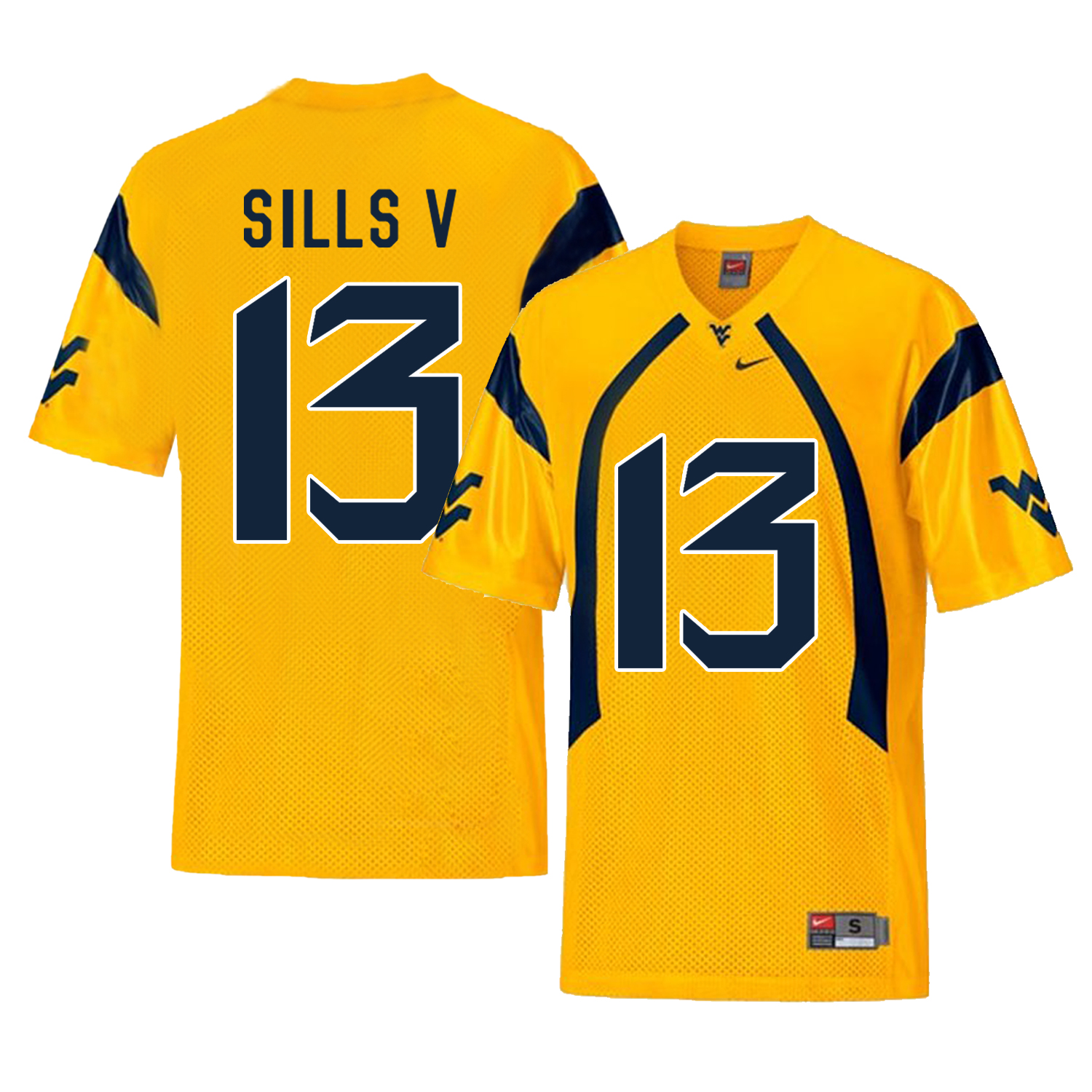 West Virginia Mountaineers 13 David Sills V Gold College Football Jersey