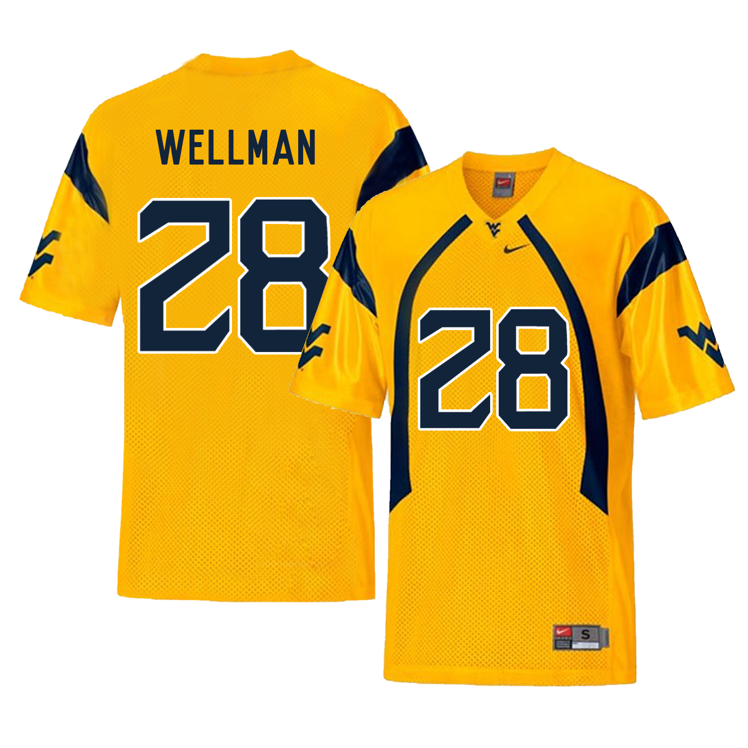 West Virginia Mountaineers 28 Elijah Wellman Gold College Football Jersey