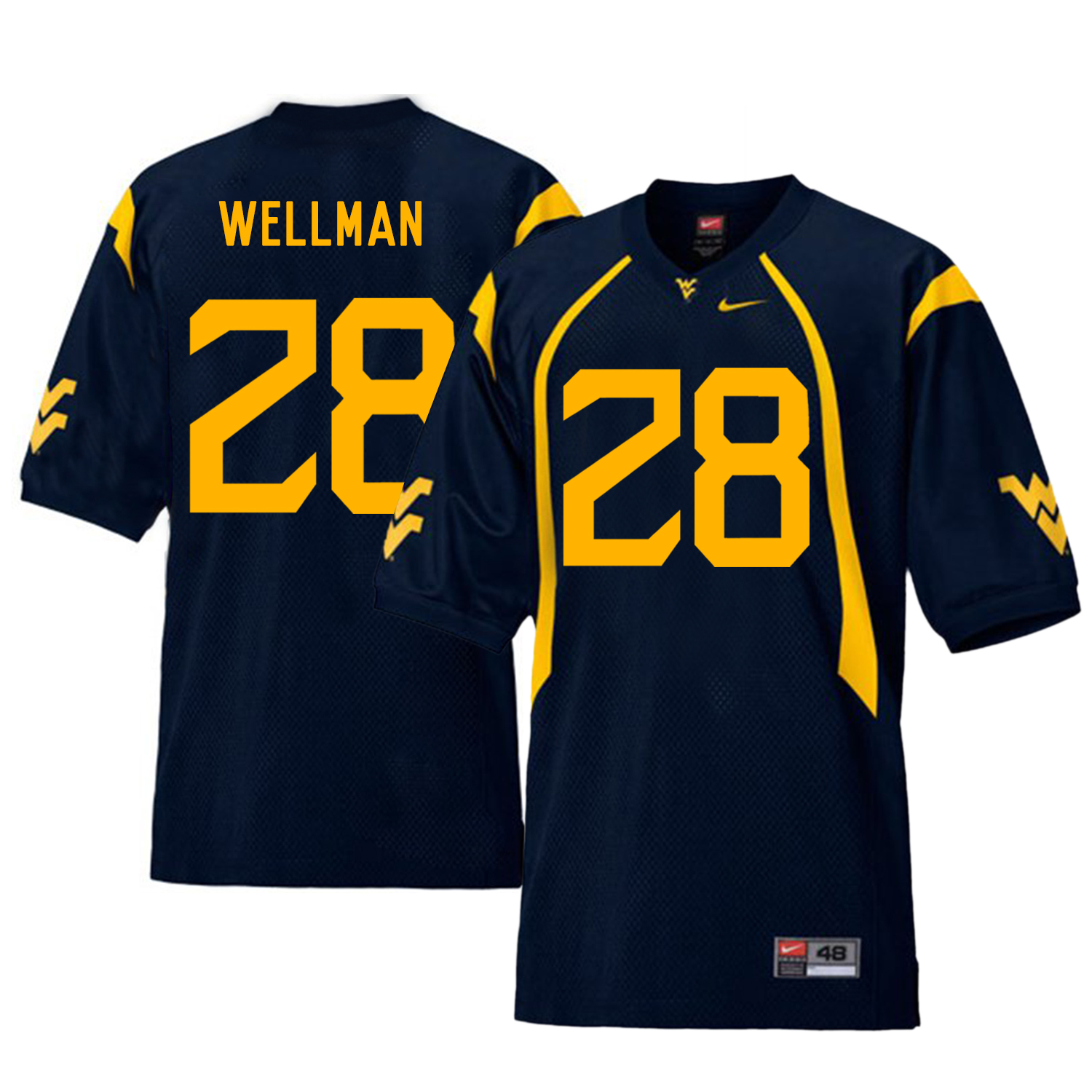 West Virginia Mountaineers 28 Elijah Wellman Navy College Football Jersey
