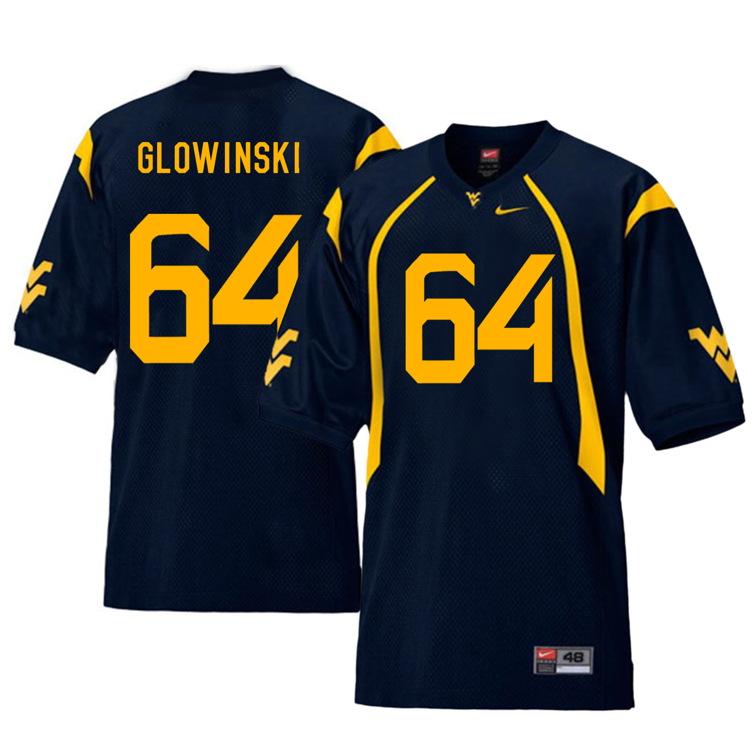 West Virginia Mountaineers 64 Mark Glowinski Navy College Football Jersey