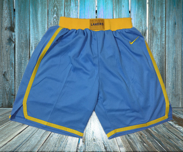 Lakers Light Blue Nike Retro Shorts - Click Image to Close