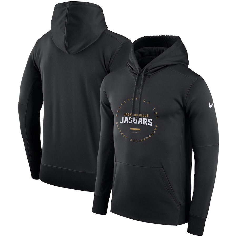 Jacksonville Jaguars Nike Sideline Property Of Wordmark Logo Performance Pullover Hoodie Black