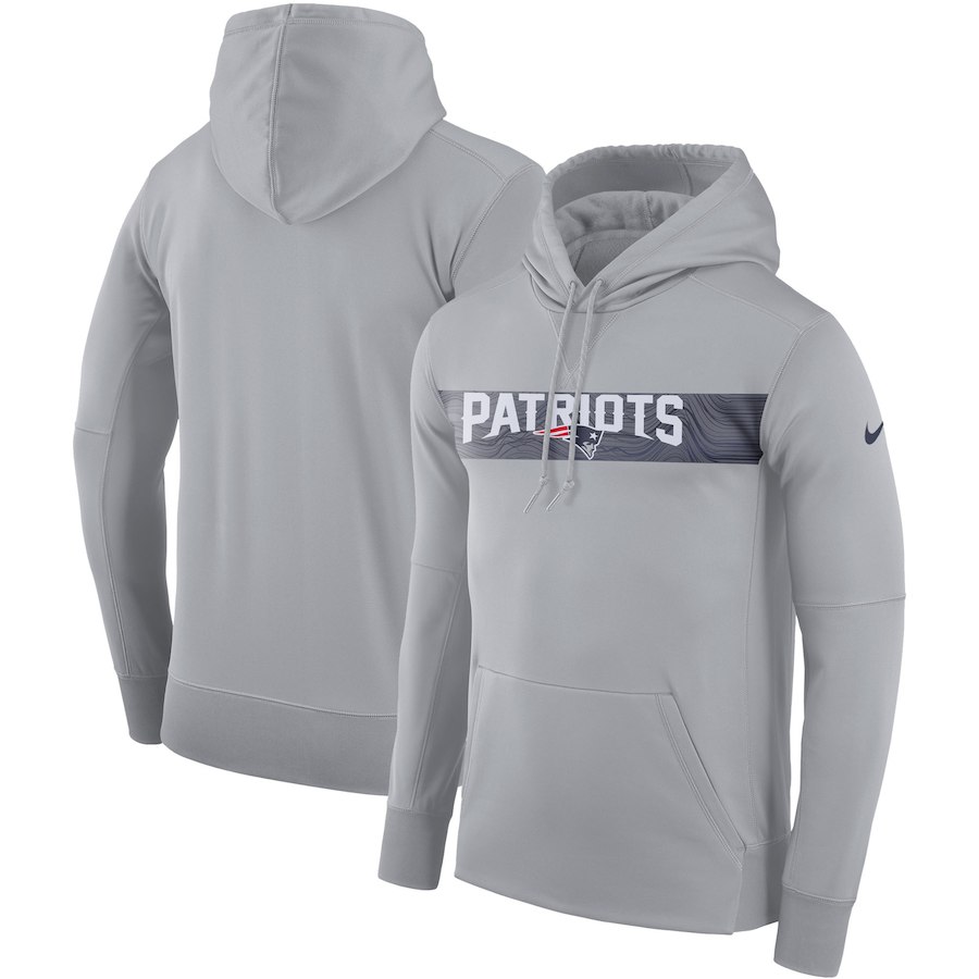 New England Patriots Nike Sideline Team Performance Pullover Hoodie Gray
