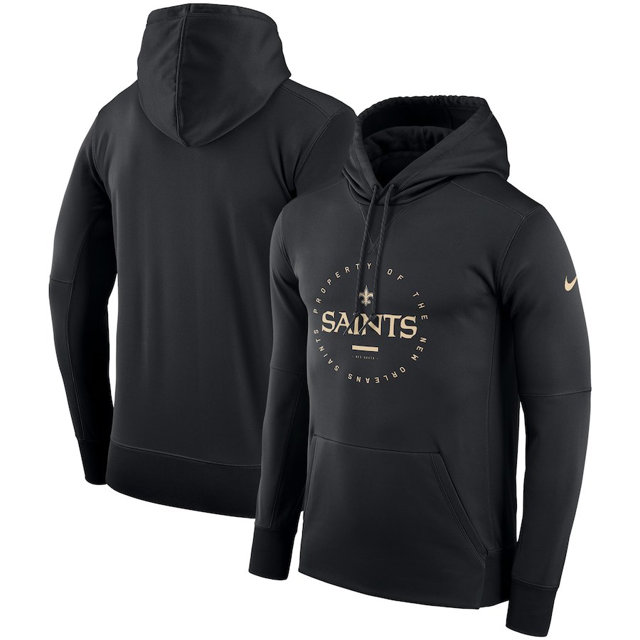 New Orleans Saints Nike Sideline Property Of Wordmark Logo Performance Pullover Hoodie Black