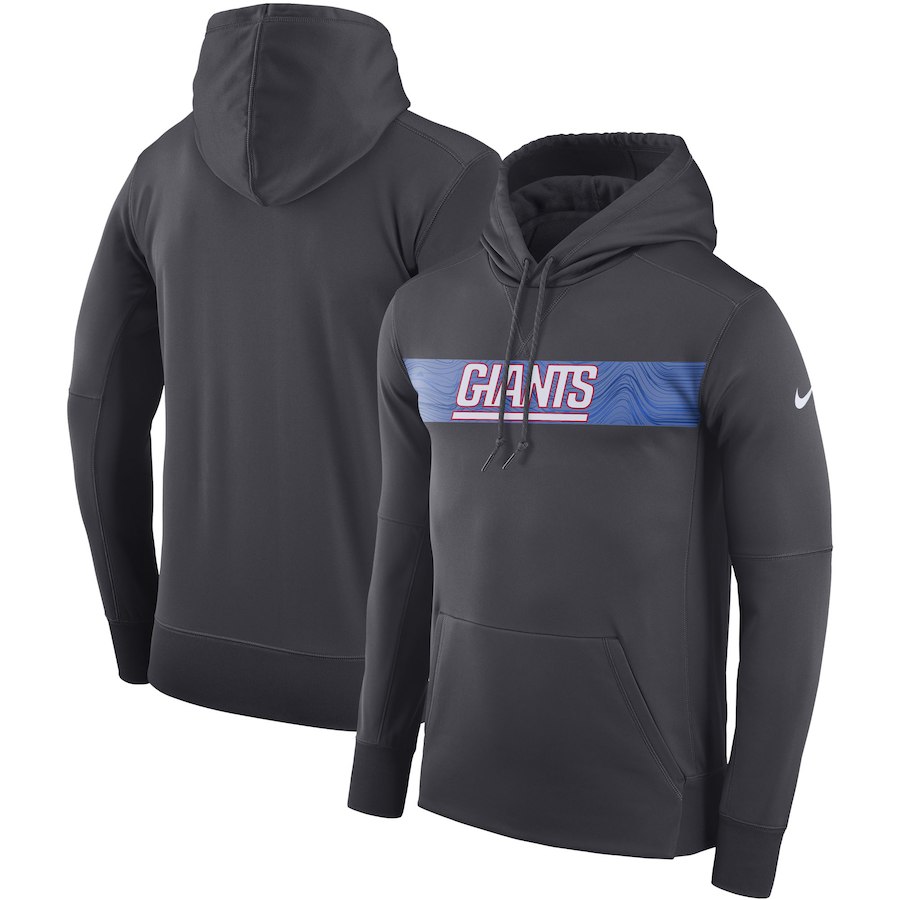 New York Giants Nike Sideline Team Performance Pullover Hoodie Charcoal - Click Image to Close