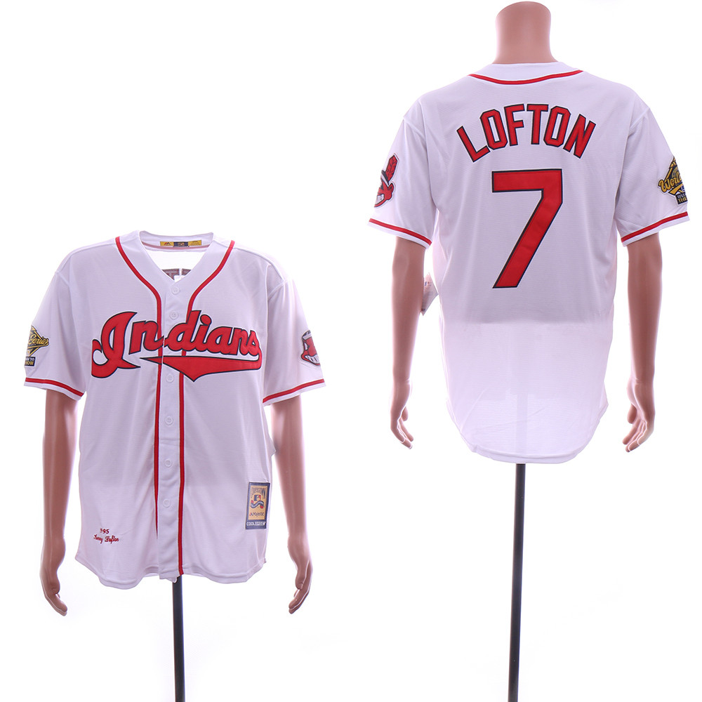 Indians 7 Kenny Lofton White Cooperstown Collection 1995 Throwback Jersey