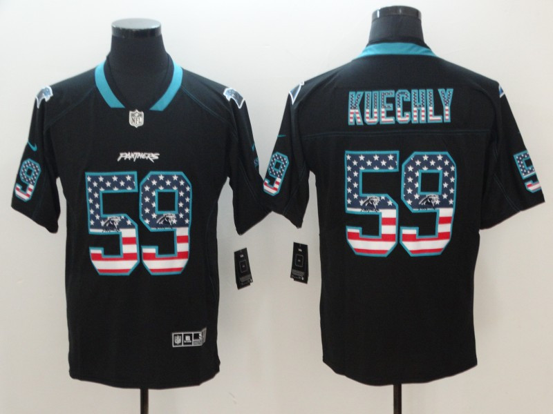 Nike Panthers 59 Luke Kuechly Black USA Flag Fashion Limited Jersey
