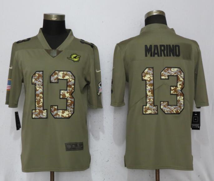 Nike Dolphins 13 Dan Marino Olive Camo Salute To Service Limited Jersey