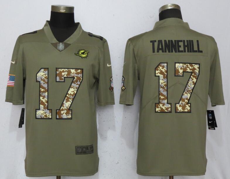 Nike Dolphins 17 Ryan Tannehill Olive Camo Salute To Service Limited Jersey - Click Image to Close