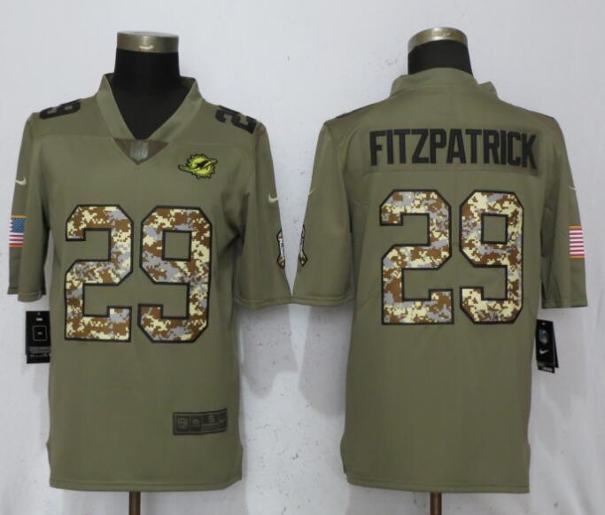 Nike Dolphins 29 Minkah Fitzpatrick Olive Camo Salute To Service Limited Jersey