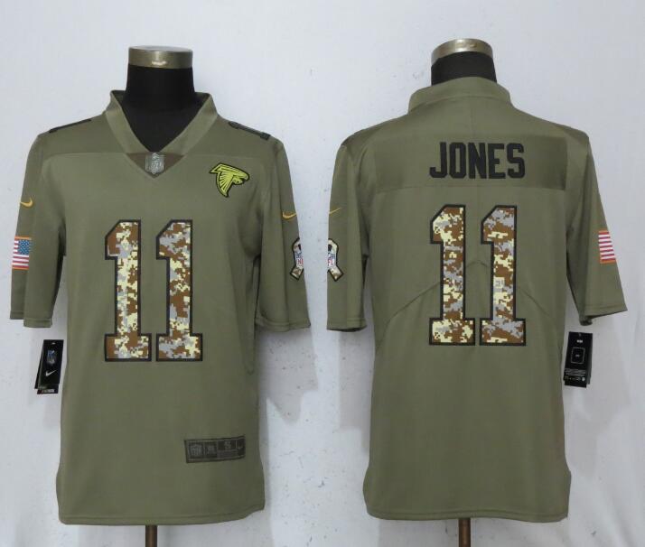 Nike Falcons 11 Julio Jones Olive Camo Salute To Service Limited Jersey - Click Image to Close