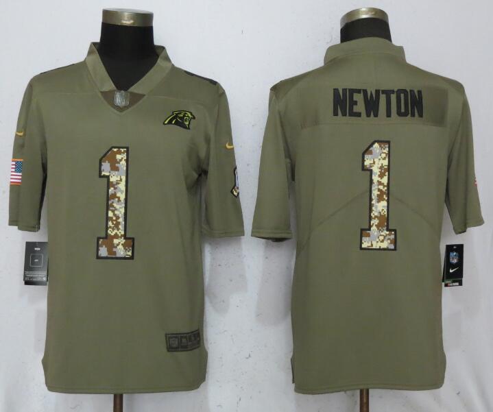 Nike Panthers 1 Cam Newton Olive Camo Salute To Service Limited Jersey