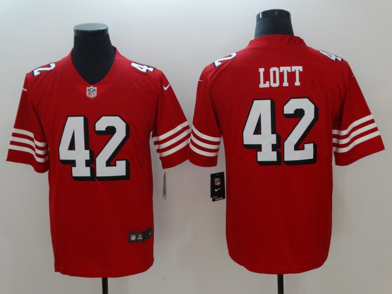 Nike 49ers 42 Ronnie Lott Red 2018 Youth Vapor Untouchable Limited Jersey - Click Image to Close