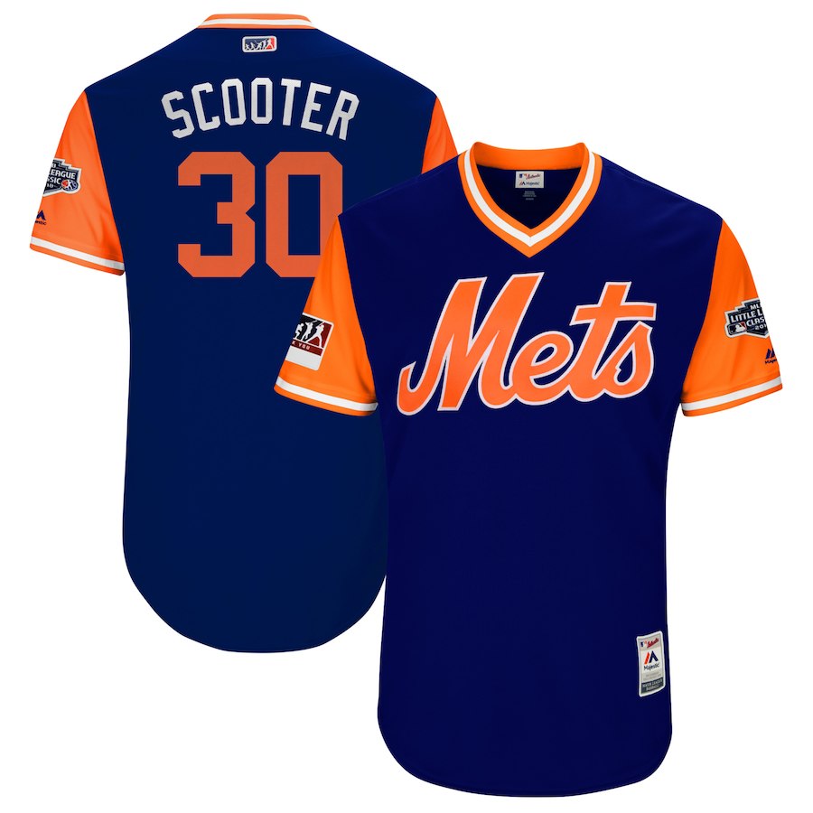 Mets 30 Michael Conforto Scooter Royal 2018 Players' Weekend Authentic Team Jersey - Click Image to Close