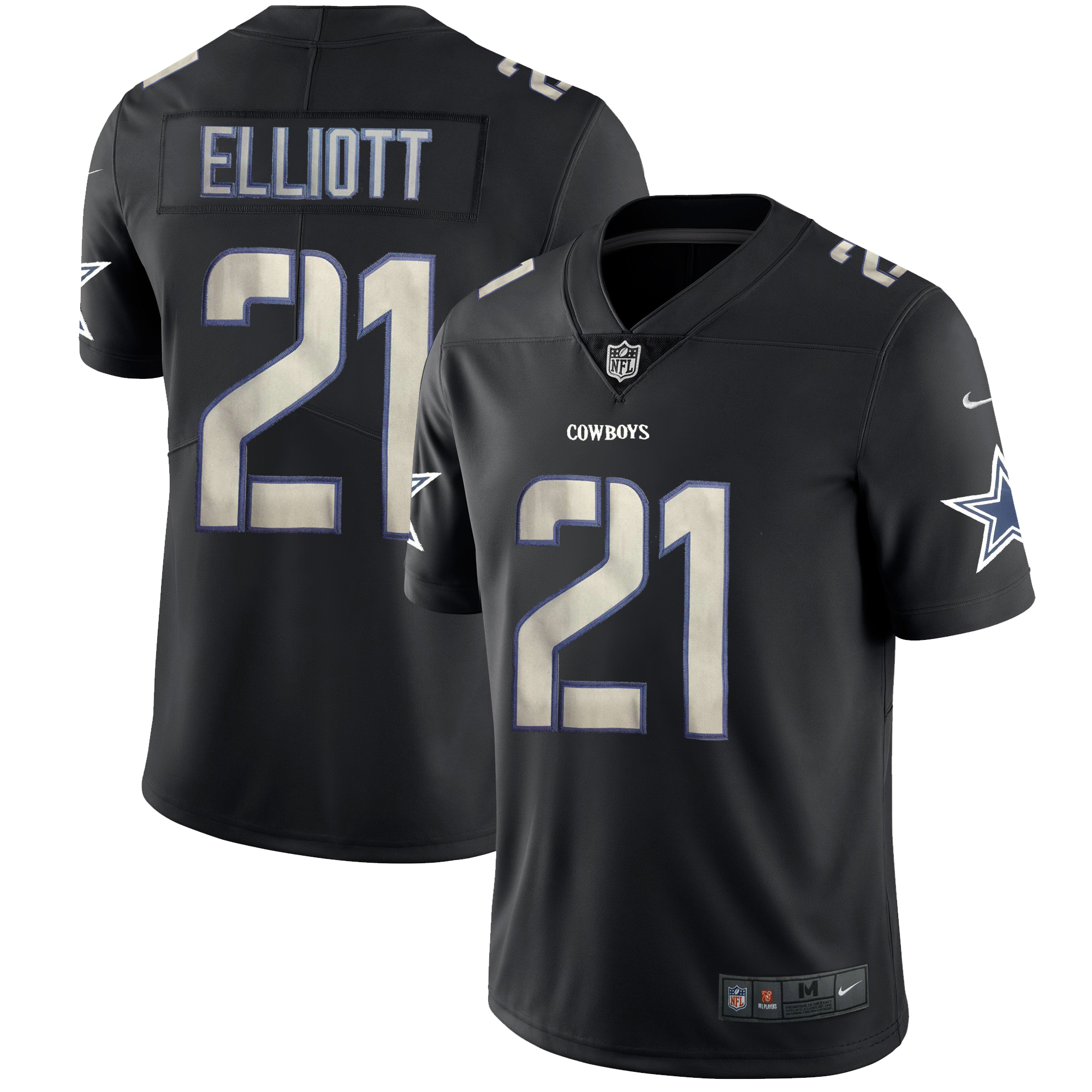 Nike Cowboys 21 Ezekiel Elliott Black Vapor Impact Limited Jersey