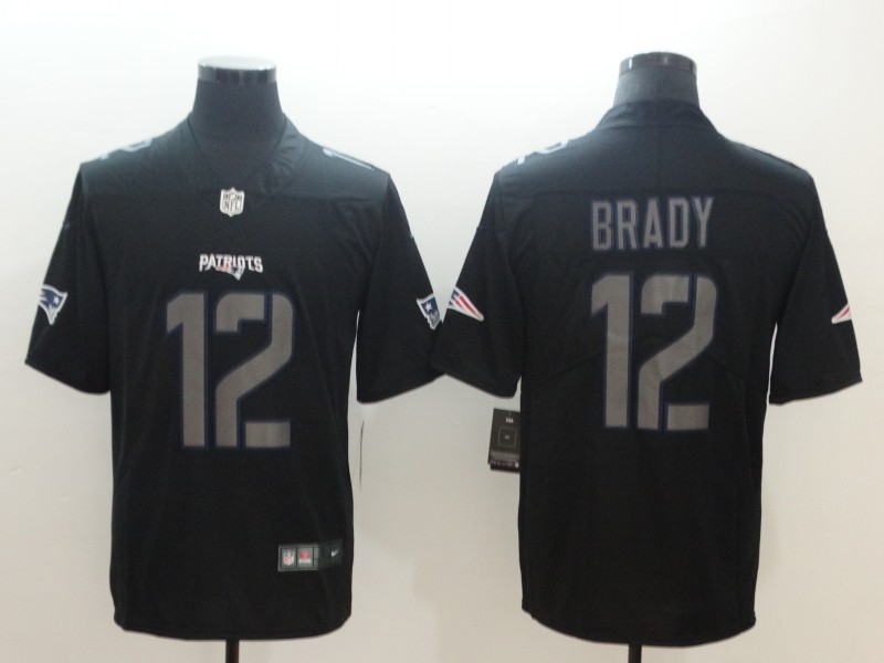 Nike Patriots 12 Tom Brady Black Vapor Impact Limited Jersey