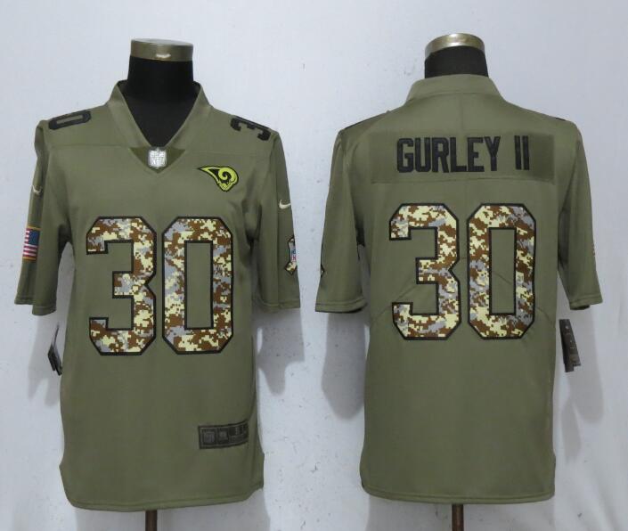 Nike Rams 30 Todd Gurley II Olive Camo Salute To Service Limited Jersey