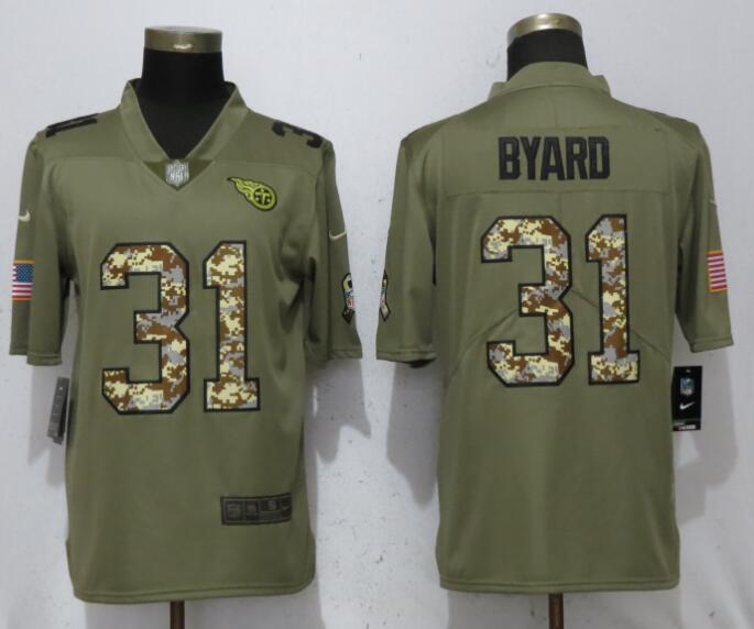 Nike Titans 31 Kevin Byard Olive Camo Salute To Service Limited Jersey