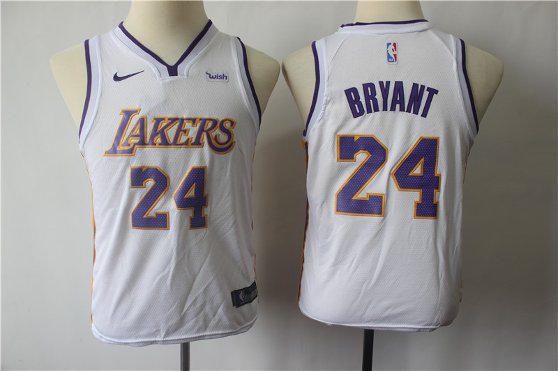 Lakers 24 Kobe Bryant White Youth Nike Swingman Jersey - Click Image to Close