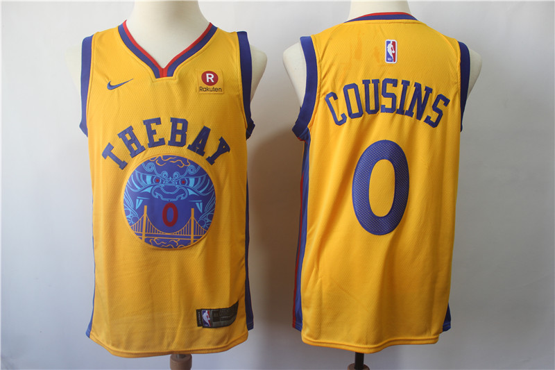 Warriors 0 DeMarcus Cousins Gold City Edition Nike Swingman Jersey - Click Image to Close