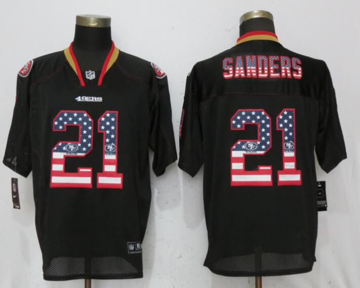 Nike 49ers 21 Deion Sanders Black USA Fashion Elite Jersey