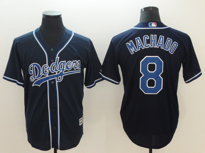 Dodgers 8 Manny Machado Navy Cool Base Jersey - Click Image to Close