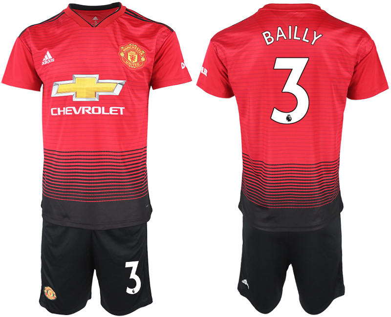 2018-19 Manchester United 3 BAILLY Home Soccer Jersey