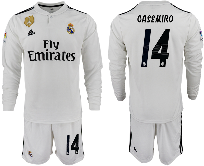 2018-19 Real Madrid 14 CASEMIRO Home Long Sleeve Soccer Jersey