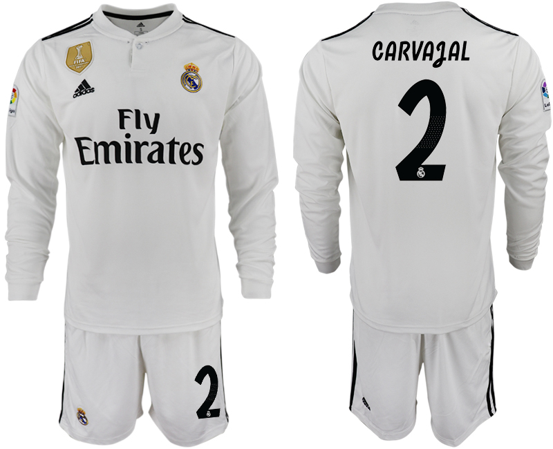 2018-19 Real Madrid 2 CARVAJAL Home Long Sleeve Soccer Jersey