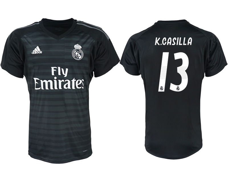 2018-19 Real Madrid 13 K.CASILLA Black Goalkeeper Soccer Jersey