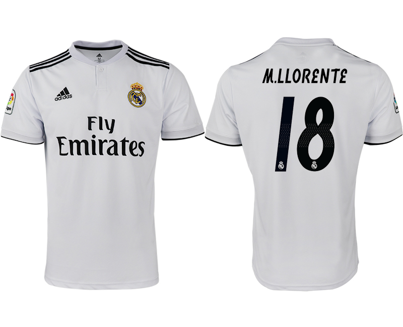 2018-19 Real Madrid 18 M.LLORENTE Home Thailand Soccer Jersey - Click Image to Close