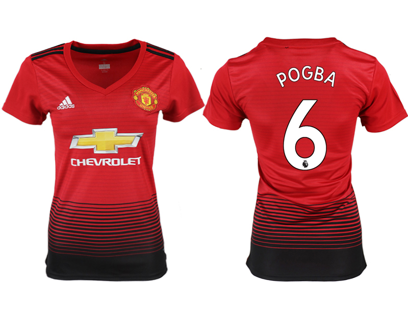 2018-19 Manchester United 6 POGBA Home Women Soccer Jersey