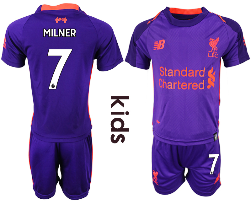 2018-19 Liverpool 7 MILNER Away Youth Soccer Jersey