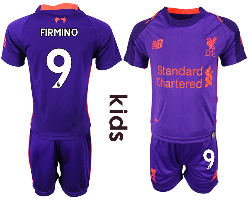 2018-19 Liverpool 9 FIRMINO Away Youth Soccer Jersey