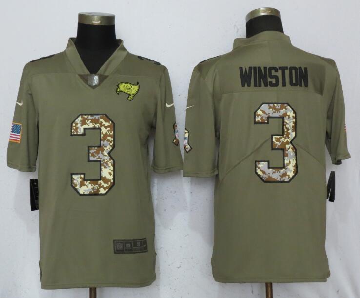 Nike Buccaneers 3 Jameis Winston Olive Camo Salute To Service Limited Jersey
