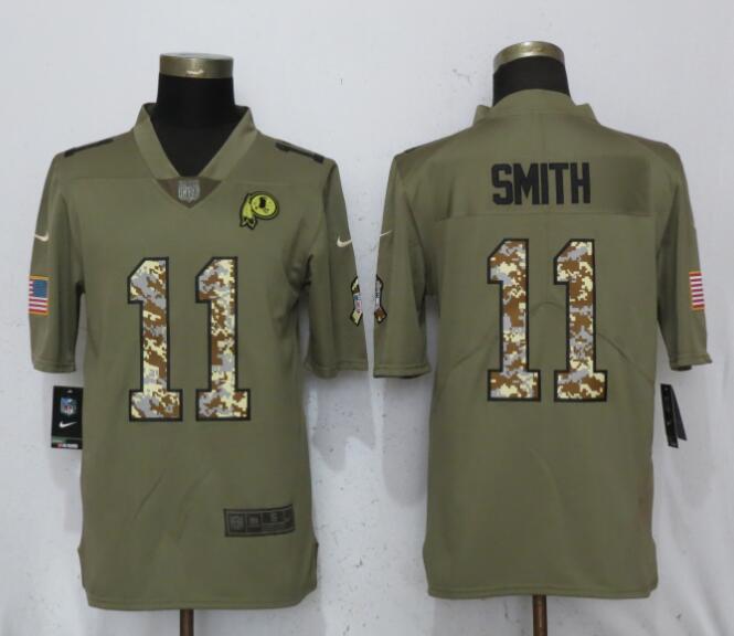 Nike Redskins 11 Alex Smith Olive Camo Salute To Service Limited Jersey - Click Image to Close