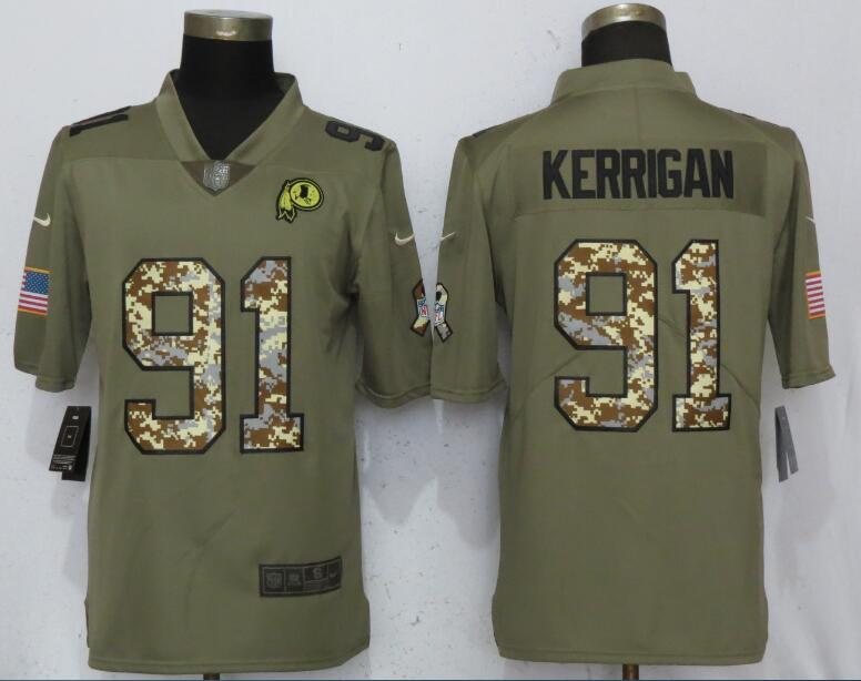 Nike Redskins 91 Ryan Kerrigan Olive Camo Salute To Service Limited Jersey