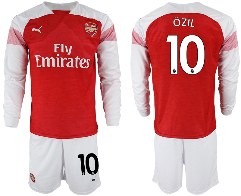 2018-19 Arsenal 10 OZIL Home Long Sleeve Soccer Jersey