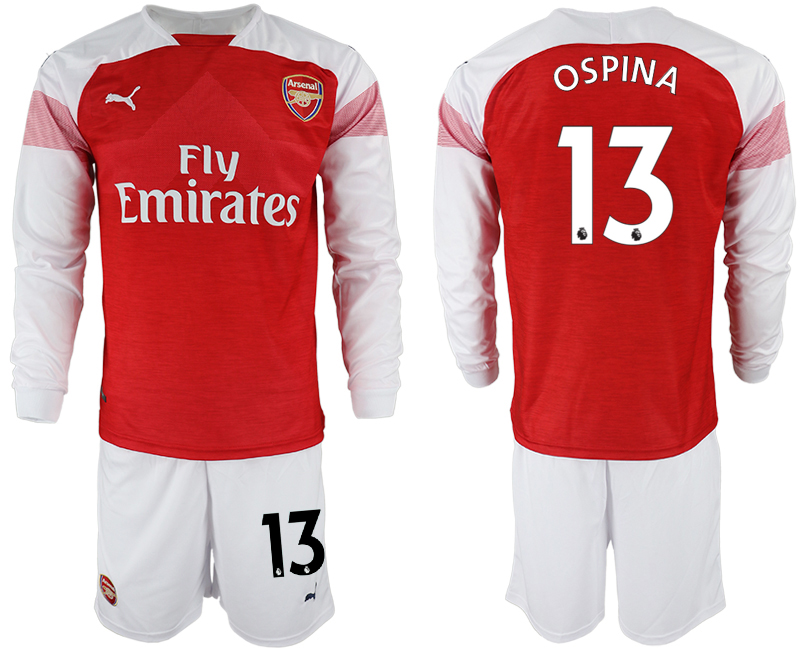 2018-19 Arsenal 13 OSPINA Home Long Sleeve Soccer Jersey