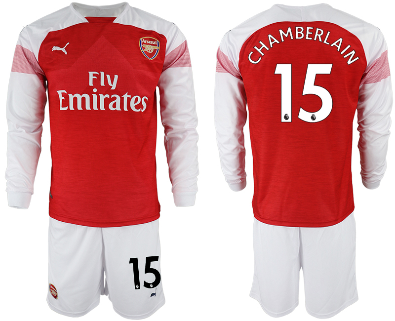 2018-19 Arsenal 15 CAHMBERLAIN Home Long Sleeve Soccer Jersey