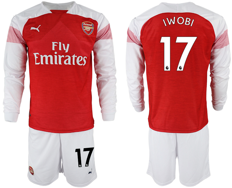 2018-19 Arsenal 17 IWOBI Home Long Sleeve Soccer Jersey