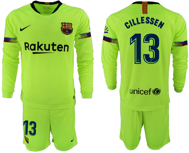 2018-19 Barcelona 13 CILLESSEN Away Long Sleeve Soccer Jersey
