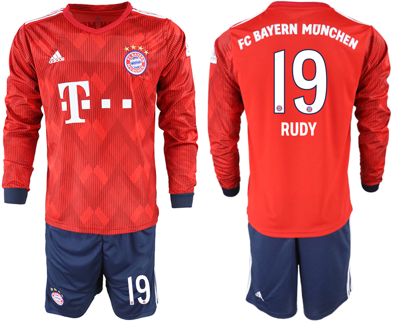 2018-19 Bayern Munich 19 RUDY Home Long Sleeve Soccer Jersey