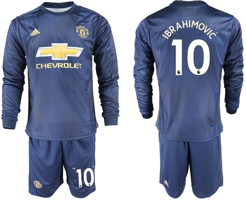2018-19 Manchester United 10 IBRAHIMOVIC Away Long Sleeve Soccer Jersey - Click Image to Close