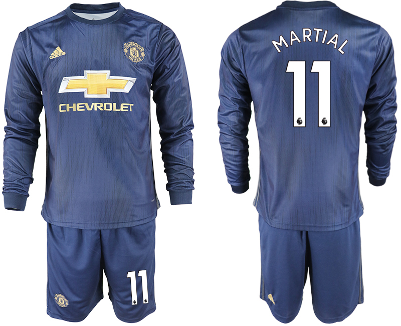 2018-19 Manchester United 11 MARTIAL Away Long Sleeve Soccer Jersey - Click Image to Close