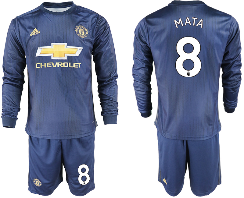 2018-19 Manchester United 8 MATA Away Long Sleeve Soccer Jersey - Click Image to Close