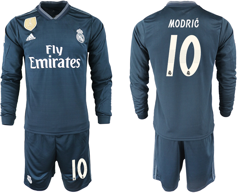 2018-19 Real Madrid 10 MODRIC Away Long Sleeve Soccer Jersey